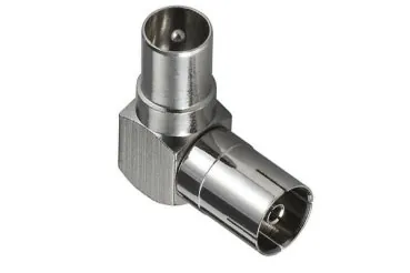 DINIC Koaxial-Winkeladapter, Metallgehäuse Stecker auf Koaxial-Kupplung 90°